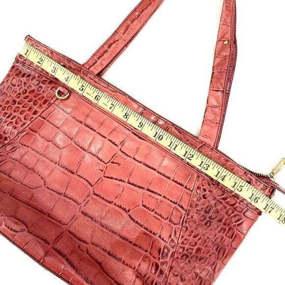 Lauren Ralph Lauren Red Croc-Embossed Tote - Picture 13 of 15